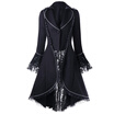 Lace Panel Lace-up High Low Coat