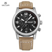 Classic Well Made Soft Genuine Leather Analog Quartz Wristwatch 3ATM Water Resistant Man Watch with Sub-dial