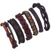 6pcs Fashion Mens Punk Leather Wrap Braided Wristband Cuff Punk Bracelet Bangle