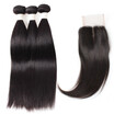 Allove Remy Hair Brazilian Human Hair Weave Straight Hair 3pcs Bundles with Lace Closure Virgin Cheap Hair Extensions