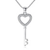 Classic Heart Necklaces Pendants Clear Cubic Zirconia Silver Color Chain Women Key Shape Chokers Jewelry Collares