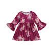 Toddler Kids Baby Girl Flower Bell Sleeve Princess Party Dress Casual Clothes