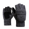 Men Fleece Knitted Fingerless Mitten Exposed Warm Flip Half Finger Gloves Winter