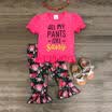USA Toddler Kids Baby Girls Flower Top Blouse Pants Leggings Outfits Set Clothes