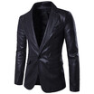 AOWOFS mens European&American solid color Slim high quality PU leather fashion mens suit X307