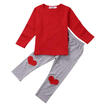 2pcs Newborn Toddler Kid Baby Boy Sweatshirt Red Plain TopsPants Outfits Sets