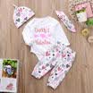 4x Newborn Baby Girl Daddys Valentine Top Romper Long Pant Outfits Clothes Set