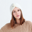 Women Winter Outdoor Knitted Beanie Baggy Wool Cap Cute Pleated Warm Ski Hat E