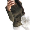 US Women Long Sleeve Shirt Hollow out Flowers Lace Chiffon Blouse Tee Tops