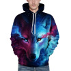 Mens Fashion 3D Animals Printing Pullover Casual Breathable Long Sleeve Hooded Sweatshirt