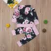 2Pcs Newborn Baby Boys Girls Floral Hooded Tops Sweatshirt Pants Outfits Clothes