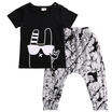 2PCS Toddler Boys Baby Monster Outfits T-shirtLong Pants Clothes Set 6-24Month
