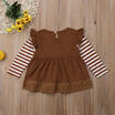 Coffee Butterfly Long Sleeve T-shirt Tunic Top Casual Mini Dress Baby Girls 0-4Y