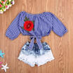 Fashion Kid Baby Girls Crop Tops T Shirts Blouse Denim Short Jeans Pants Outfits