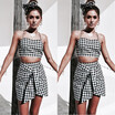 Summer Women Bandage Bodycon 2 Piece Crop Top Skirt Outfit Set Party Mini Dress