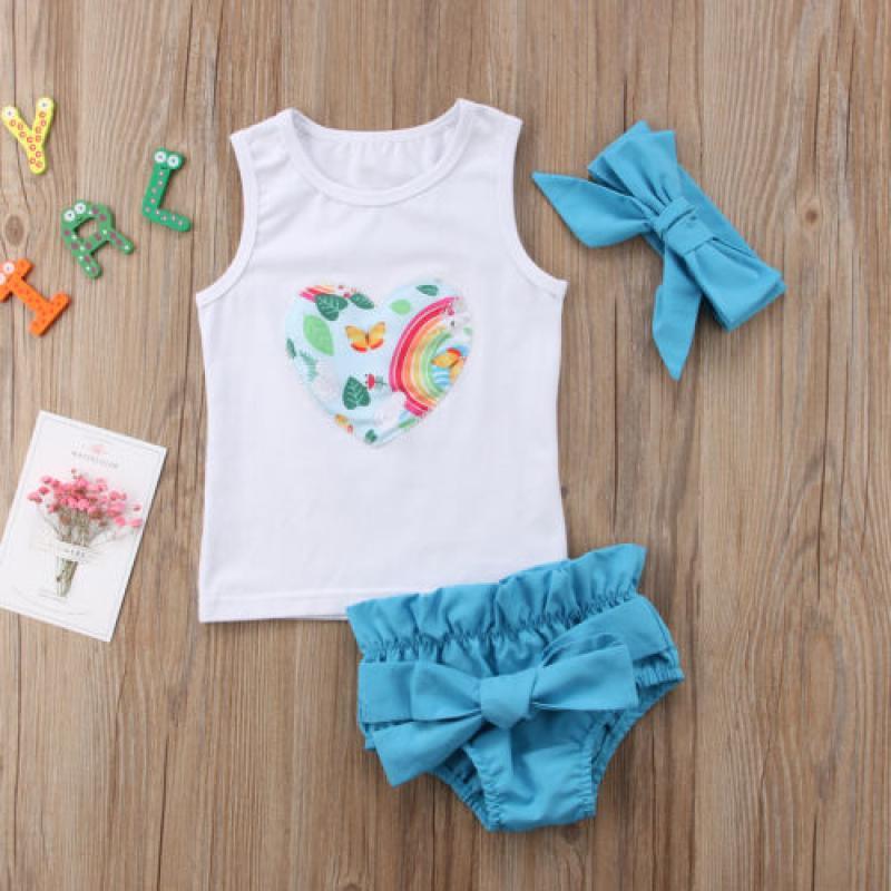 NEW Baby Boy Girl Animal HeadbandRomper BodysuitShorts Outfits Set Clothes 3PC