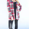 Women Long Sleeve Slim Formal Cardigan Coat Open Front Long Sleeve Plaid Jackets
