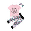 3PCS Matching Sisters Outfit Kid Stripe Flower Romper T-shirt Long Pants Clothes