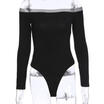 AU Women Long Sleeve Bodysuit Stretch Ladies Leotard Body Tops T-shirt Jumpsuit