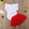 Toddler Kid Baby Girls Christmas Outfits Short Sleeve TopsTutu Dress Skirt Set