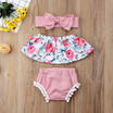 UK Newborn Baby Girl Clothes Off Shoulder Floral Tops Stripe Shorts 3PCS Outfit