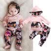 Newborn Baby Kids Girls Clothes Floral Hooded Tops Long Pants Outfits Set 0-24M