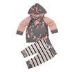 Newborn Baby Girls Floral Hooded Tops Striped Pants Leggings Outfits Clothes Set
