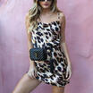 Women Sexy Leopard Backless Dress Bodycon Sleeveless Party Club Mini Dresses zm