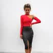 New Women Cold Cut Out shoulder Choker V Neck Plain Bodysuit Stretch Leotard Top