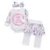 Toddler Kids Baby Girl Letter Outfits Romper Tops Long Pants Trousers Clothes