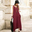 Women Sleeveless Summer Boho Printed Beach Casual Loose Shirt Beach Dress