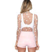 New Fashion Women Mesh Sheer See-through Long Sleeve Crop Top T Shirt Blouse