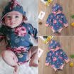 Newborn Kids Baby Girl Floral Hoodies Romper Jumpsuit Bodysuit Clothes Outfits