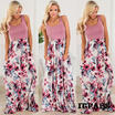 UK Ladies Boho Maxi Summer Beach Long Skirt Cocktail Party Floral Dress 8-20 New