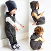 Kids Baby Boys Girls Infant Hooded Long Romper Jumpsuit Bodysuit Clothes Outfits