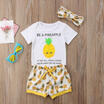 Cute Baby Girl Kid Boy Summer Cotton RomperShort Pants Headband Outfits Clothes