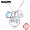 New Tree of Life Austria Crystal Round Small Pendant Necklace Sterling Silver Gold Choker Bijoux Collier Elegant Women Jewelry
