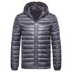 Mens Fashion Casual Solid Color Hoodied Side Pockets Long Sleeve Padded Down Jacket