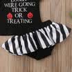 Newborn Baby Girl Halloween Tops T-shirt Stripe Shorts Dress 2Pcs Outfit Clothes
