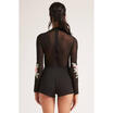 UK Stock Womens Ladies Froal Sheer Mesh Long Sleeve Leotard Bodysuit Size 6-16