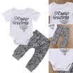 Newborn Baby Boy Girl Romper TopsLong Pants Easter Kids 2PCS Outfit Set Clothes