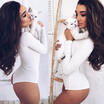 UK Women Long Strip Sleeve Stretch Leotard Body Tops T-shirt Jumpsuit Bodysuit