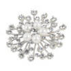 Silver Wedding Bridal Colorful Rhinestone Crystal Pearl Flower Broach Brooch Pin