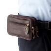 Vintage Leather Waist Belt Loops Bag for Men Wallet Phone Pouch Purse Coin Pocket Cigarette Case Bum Fanny Pack with Zipper