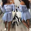 Summer Womens Off Shoulder Shirt Dress Ladies T Shirt Casual Loose Short Dresses