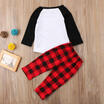 Christmas Newborn Baby Kids Girls Xmas Deer Tops T-shirtCheck Pants Outfits Set