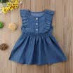 Girl Summer Ruffle Princess Dress Kid Baby Party Denim Dresses Sundress Clothes