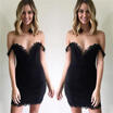 UK Sexy Womens Off Shoulder Cocktail Party Evening Sleeveless Lace Short Dress