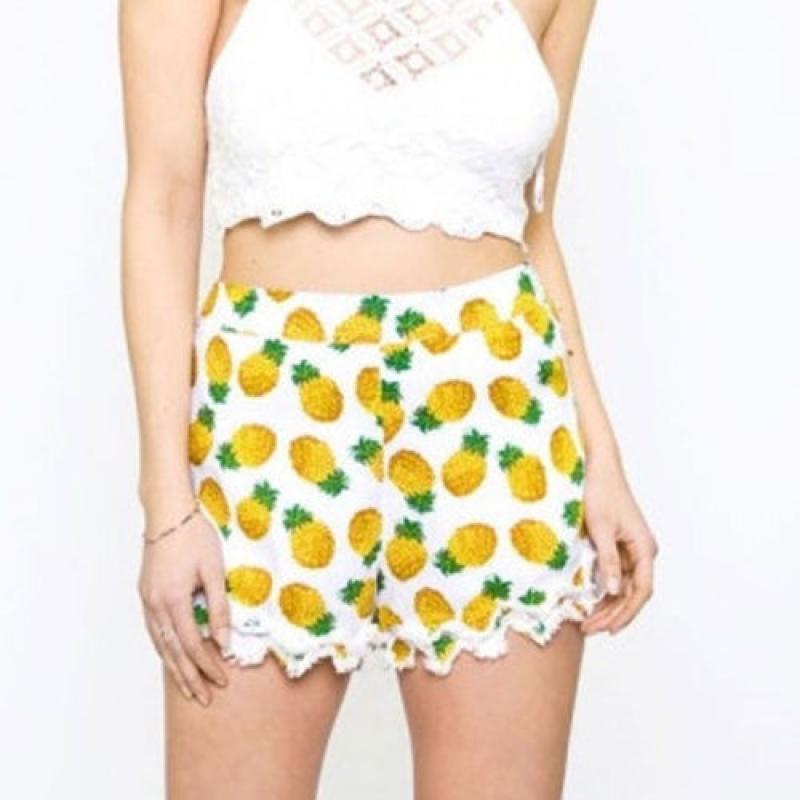 Summer Women Casual High Waisted Short Mini PIneapple Printed Shorts Hot Pants