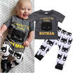 Nouveau-né Enfant Bébé Manches Courtes Garçon Batman T-shirt Hauts Pantalons